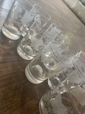 Set 8 Vintage 1950s Federal FROSTED ETCHED LEAVES Tumbler Glasses - Image 1