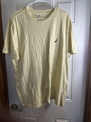 Nautica shirt XL 100% Cotton Light Yellow With Navy Logo - Image 1