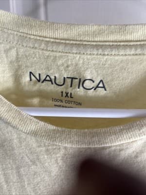 Nautica shirt XL 100% Cotton Light Yellow With Navy Logo - Thumbnail 2