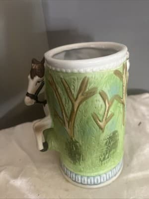 Vintage Porcelain 3 D Stein Military Man On Horseback 6 Inches Tall - Thumbnail 4