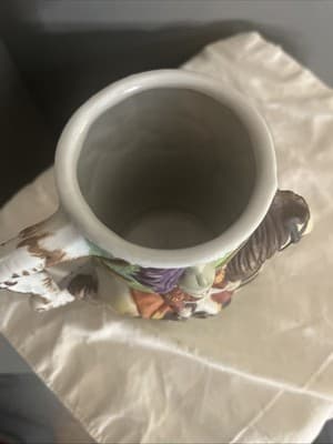 Vintage Porcelain 3 D Stein Military Man On Horseback 6 Inches Tall - Thumbnail 2