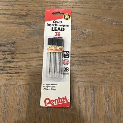 Pentel Super Hi-Polymer Leads 0.5mm Fine 2B Mech Pencil 36 total Package damage - Image 1