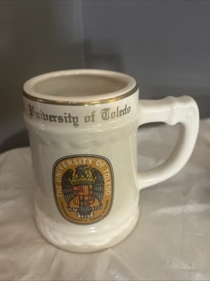 TOLEDO UNIVERSITY CERAMIC STEIN/ ROCKETS, JAMIE FARR, EMLEN TUNNELL, 5” TALL - Image 1