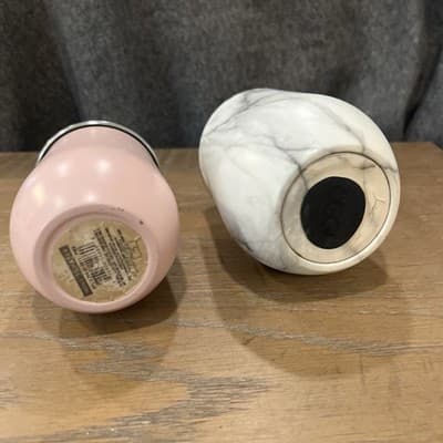 Set Wine Tumblers (2) Cheers And White Marble Stainless Steel Only One Lid - Thumbnail 5