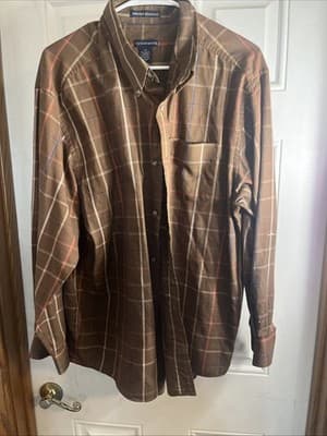 Knightsbridge Men’s Long Sleeve Button Up Wrinkle Resistant Size Large Brown - Thumbnail 2
