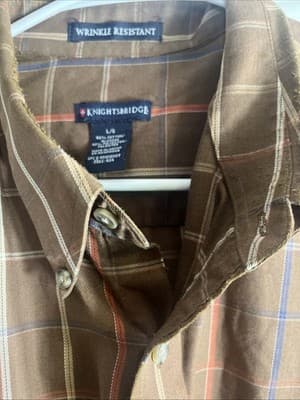 Knightsbridge Men’s Long Sleeve Button Up Wrinkle Resistant Size Large Brown - Thumbnail 3