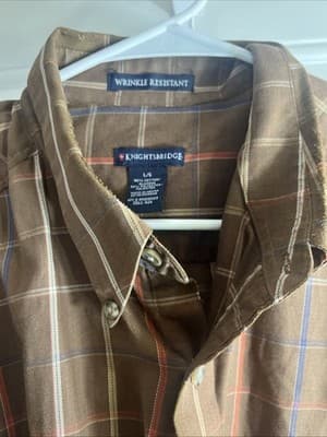 Knightsbridge Men’s Long Sleeve Button Up Wrinkle Resistant Size Large Brown - Thumbnail 4