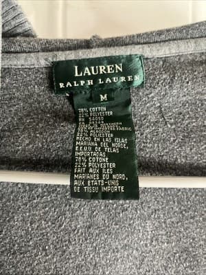 Ralph Lauren Women's Sz Med Velour Full Zip Grey Hooded Sweater Sweatshirt - Thumbnail 2