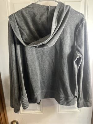 Ralph Lauren Women's Sz Med Velour Full Zip Grey Hooded Sweater Sweatshirt - Thumbnail 5