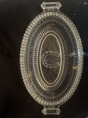 ANTIQUE ADAMS & CO EAPG GOOD LUCK HORSESHOE PATTERN GLASS RELISH CANDY NUT DISH - Image 1