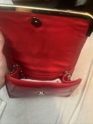 ForevEr 21 New Red Clutch Handbag With Gold Accents NWT and Black Marks - Thumbnail 2