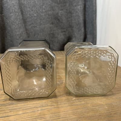 Set Of Two Clear Glass jars with Black Plastic lid On One 7.25” Height - Thumbnail 5