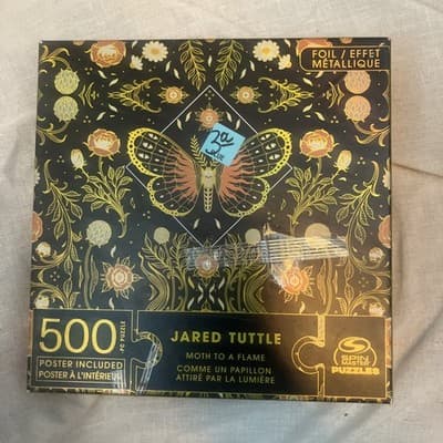 Jared Tuttle WILD HEART Gold Foil Jigsaw Puzzle 500 PC Tiger Snakes with Poster - Image 1