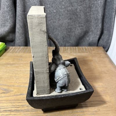 9" H Elephant Tabletop Water Fountain with New Batteries and LED Lights - Thumbnail 3