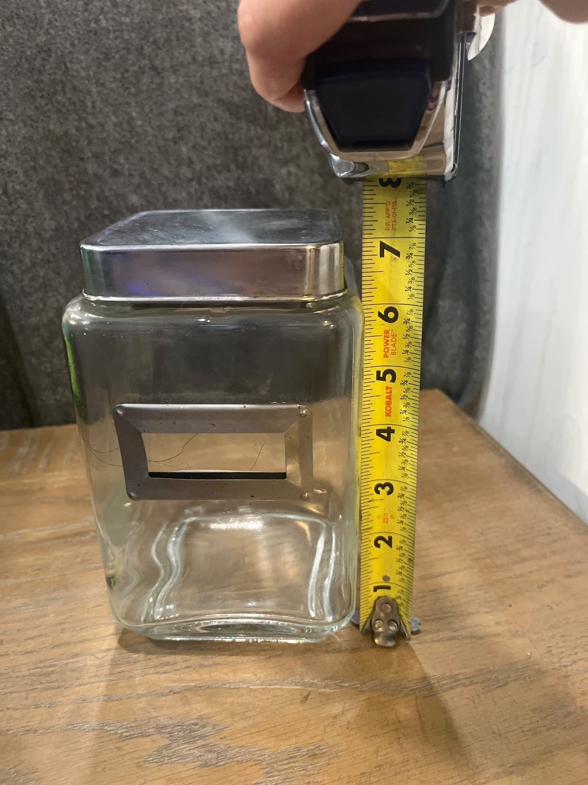 Vintage Square Glass Apothecary Medical Canister Jar Metal Label 7.5 x4.25 x4.25 - Thumbnail 5