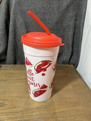 Watermelon 75oz “Hello Sweet Summer” Party Plastic Tumbler Cup W/Lid & Straw - Thumbnail 4