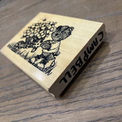 ANITA'S Teddy Bear Pushing a Flower Cart Wood Mount Rubber Stamp 4.5" x 3.5" - Thumbnail 3