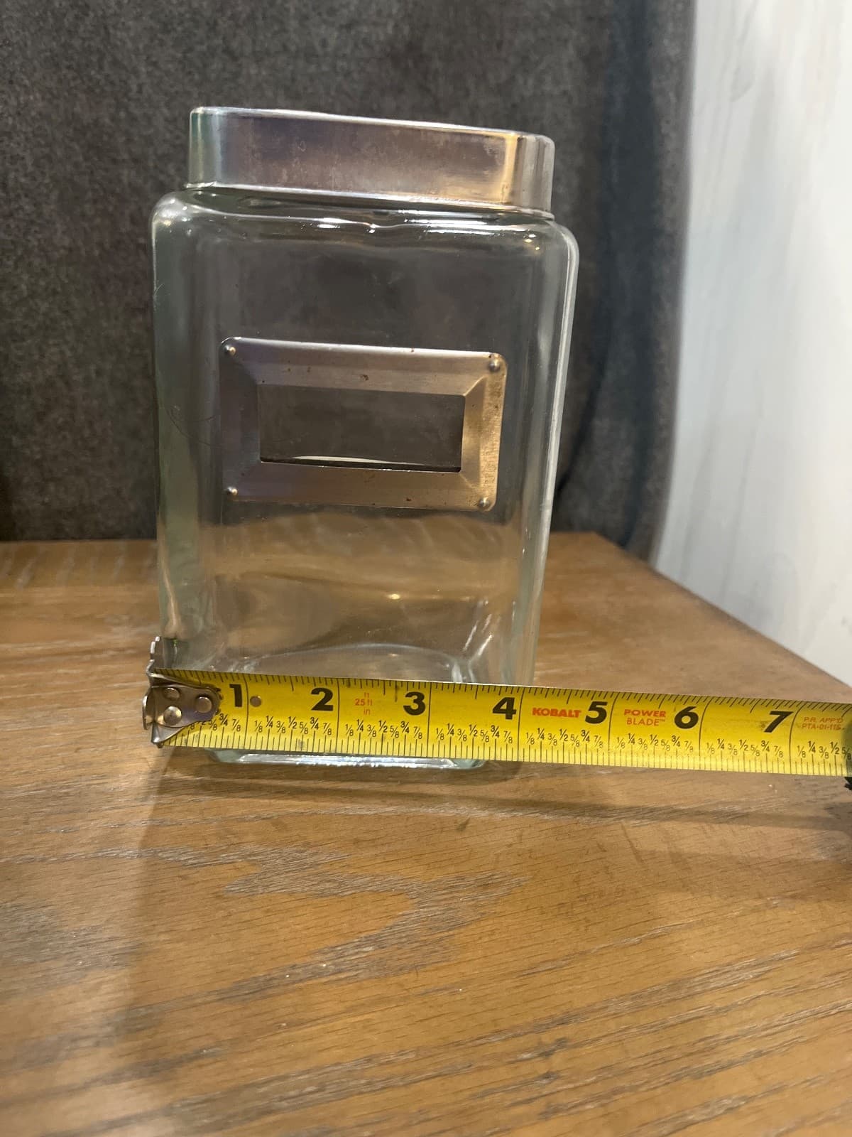 Vintage Square Glass Apothecary Medical Canister Jar Metal Label 7.5 x4.25 x4.25 - Thumbnail 6