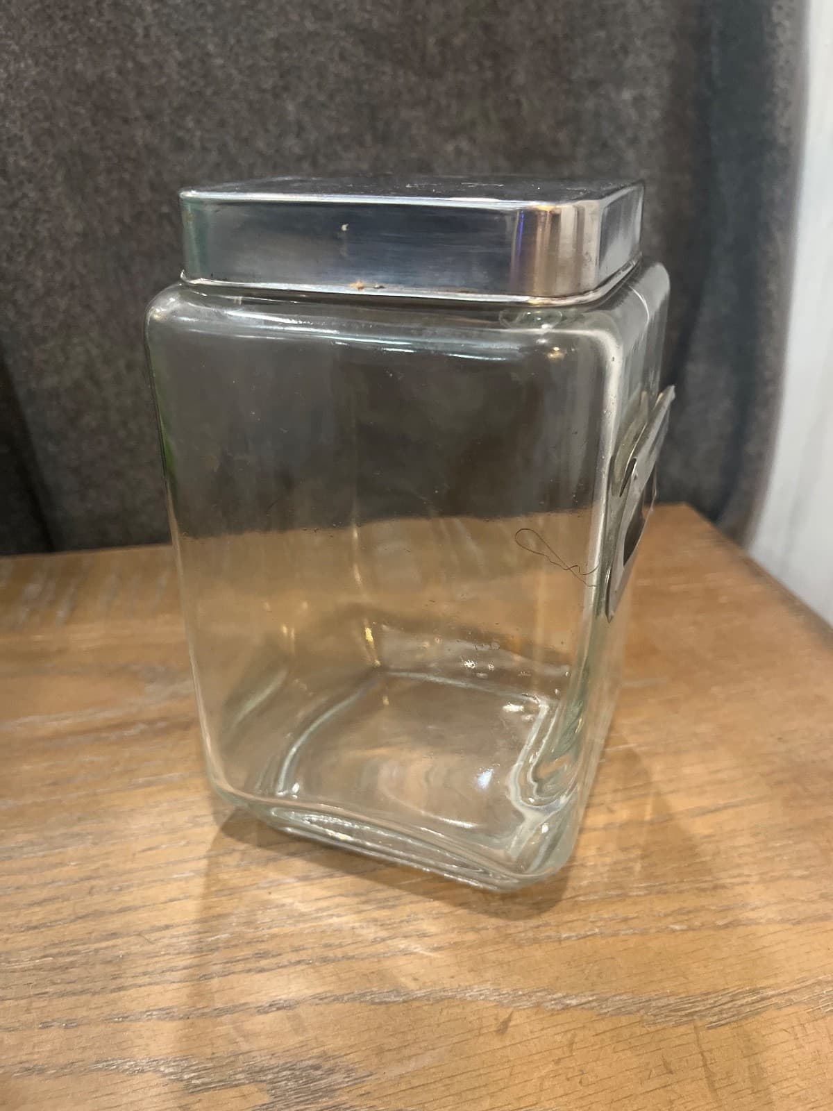 Vintage Square Glass Apothecary Medical Canister Jar Metal Label 7.5 x4.25 x4.25 - Thumbnail 3