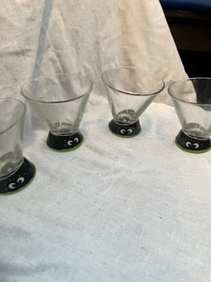 Halloween Monster Eyes Glasses Lot Of 4 Kleiner Feigling Vodka Spooky Barware - Thumbnail 2