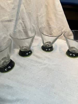 Halloween Monster Eyes Glasses Lot Of 4 Kleiner Feigling Vodka Spooky Barware - Image 1
