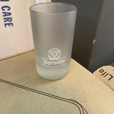 JAGERMEISTER Frosted Shooter/Shot Glass~ 4 cl ARC~ 3 1/2" Tall ~ NICE SHOT GLASS - Image 1
