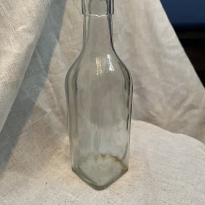 Vintage Clear Glass Anchor Hocking 3 Square Olive Oil Bottle - Thumbnail 3