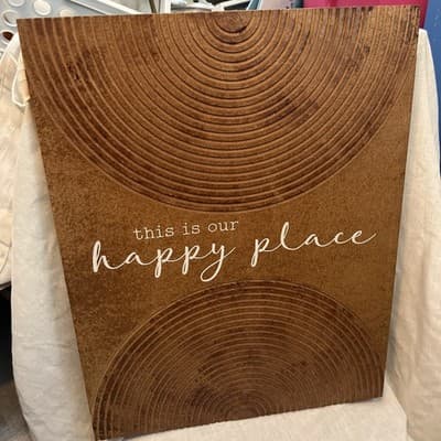 wooden signs home decor “this Is Our Happy Place” 20” Tall X 16” Long - Image 1