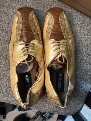 Roberto Chillini Alligator Brown Tan Ecru Mens Vintage Dress Shoes Size 13 - Thumbnail 4