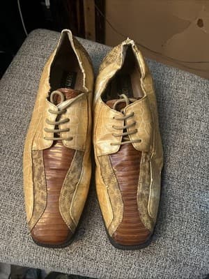 Roberto Chillini Alligator Brown Tan Ecru Mens Vintage Dress Shoes Size 13 - Image 1