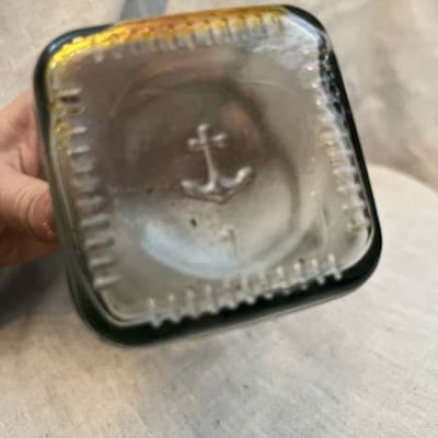 Vintage Clear Glass Anchor Hocking 3 Square Olive Oil Bottle - Thumbnail 2