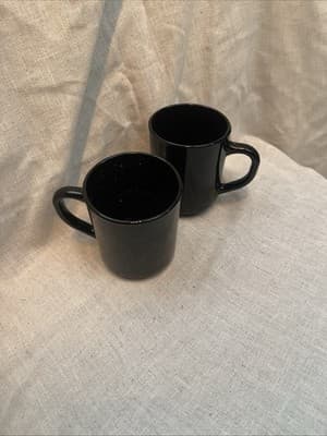 Vintage Set of 2 Homer Laughlin Black Coffee Tea Cups Mugs - Thumbnail 2