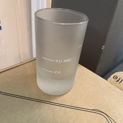 JAGERMEISTER Frosted Shooter/Shot Glass~ 4 cl ARC~ 3 1/2" Tall ~ NICE SHOT GLASS - Thumbnail 2