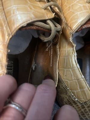 Roberto Chillini Alligator Brown Tan Ecru Mens Vintage Dress Shoes Size 13 - Thumbnail 6