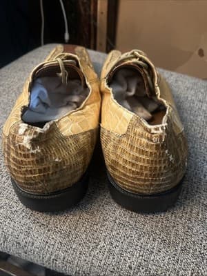 Roberto Chillini Alligator Brown Tan Ecru Mens Vintage Dress Shoes Size 13 - Thumbnail 5
