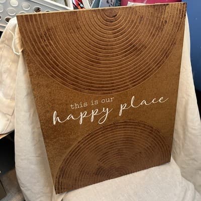 wooden signs home decor “this Is Our Happy Place” 20” Tall X 16” Long - Thumbnail 2