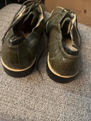 Sio Mens Sz 11 Faux Glossy Alligator Dress Shoes Oxfords Green Cream TT432OVIC - Thumbnail 4