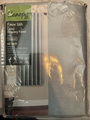 Canopy Faux Silk Lined Drapery Panel Solid Seaglass Color 63 in One Panel - Image 1