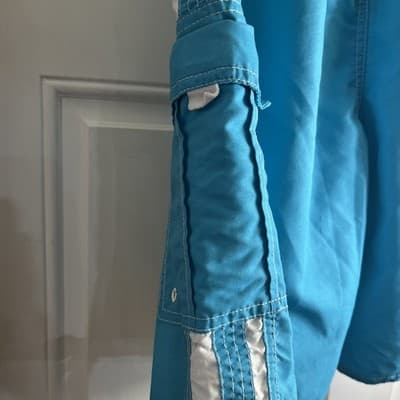 North 15 Blue And White Men’s Swim Trunks With Pockets Size medium - Thumbnail 3