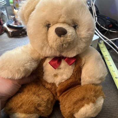 Tuxedo Teddy Bear Brown And White red Now And Buttons Plush 10” - Thumbnail 2