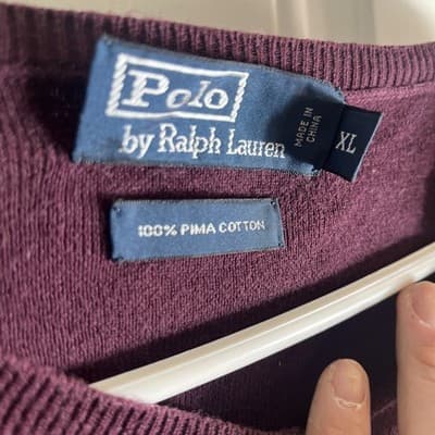 Polo Ralph Lauren Sweater Vest Mens XL Burgundy V Neck Pima Cotton Logo Classic - Thumbnail 2