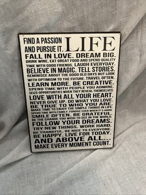 Find A Passion And Pursue It Life Distressed Look Wood Decor 6.5” X 8.5” - Image 1