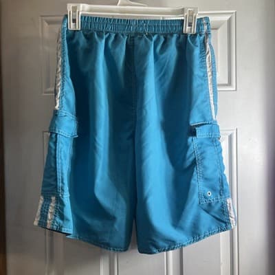 North 15 Blue And White Men’s Swim Trunks With Pockets Size medium - Thumbnail 4