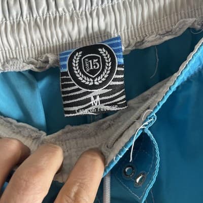 North 15 Blue And White Men’s Swim Trunks With Pockets Size medium - Thumbnail 2