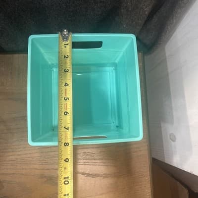 Turquoise Plastic Basket You Can Write On With Dry Erase Markers 7.7”x7.7” - Thumbnail 4