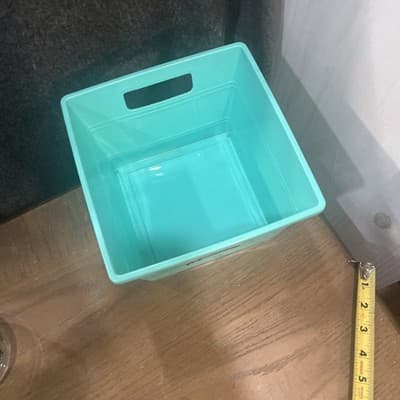 Turquoise Plastic Basket You Can Write On With Dry Erase Markers 7.7”x7.7” - Thumbnail 3
