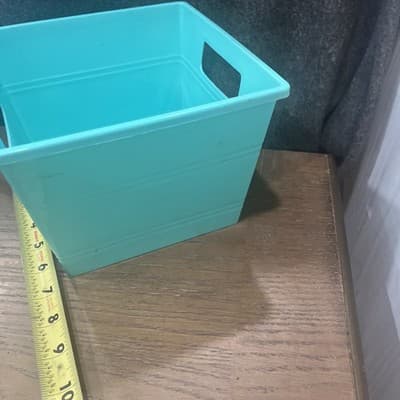 Turquoise Plastic Basket You Can Write On With Dry Erase Markers 7.7”x7.7” - Thumbnail 6