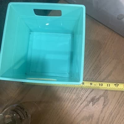 Turquoise Plastic Basket You Can Write On With Dry Erase Markers 7.7”x7.7” - Thumbnail 5