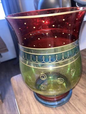 Vintage color block decorative glass vase - Thumbnail 2