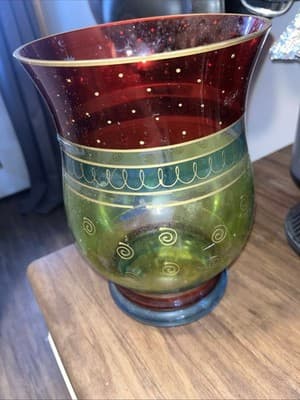 Vintage color block decorative glass vase - Thumbnail 3